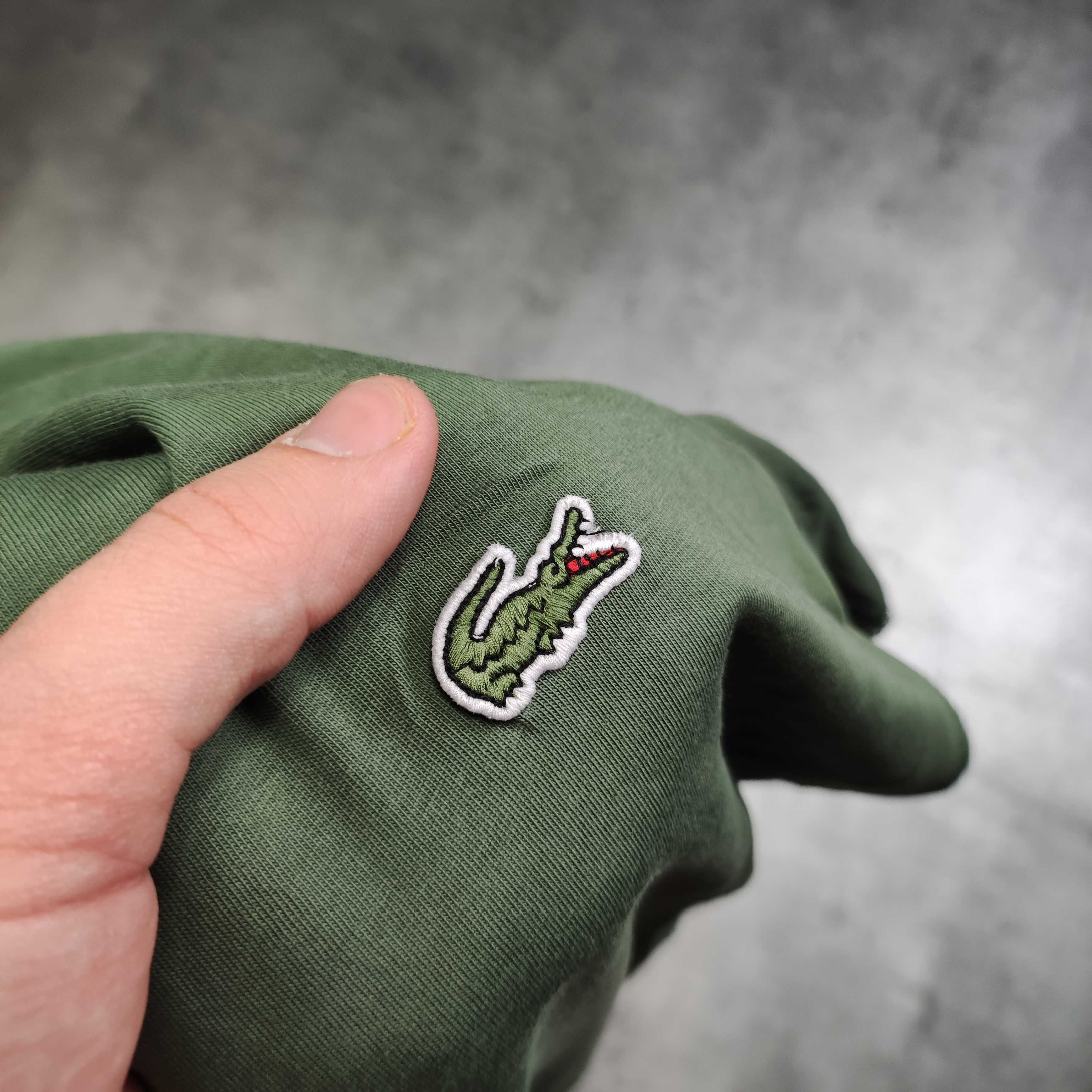 MĘSKA Koszulka PREMIUM Bawełna Logo Haft Zielona Lacoste France Casual