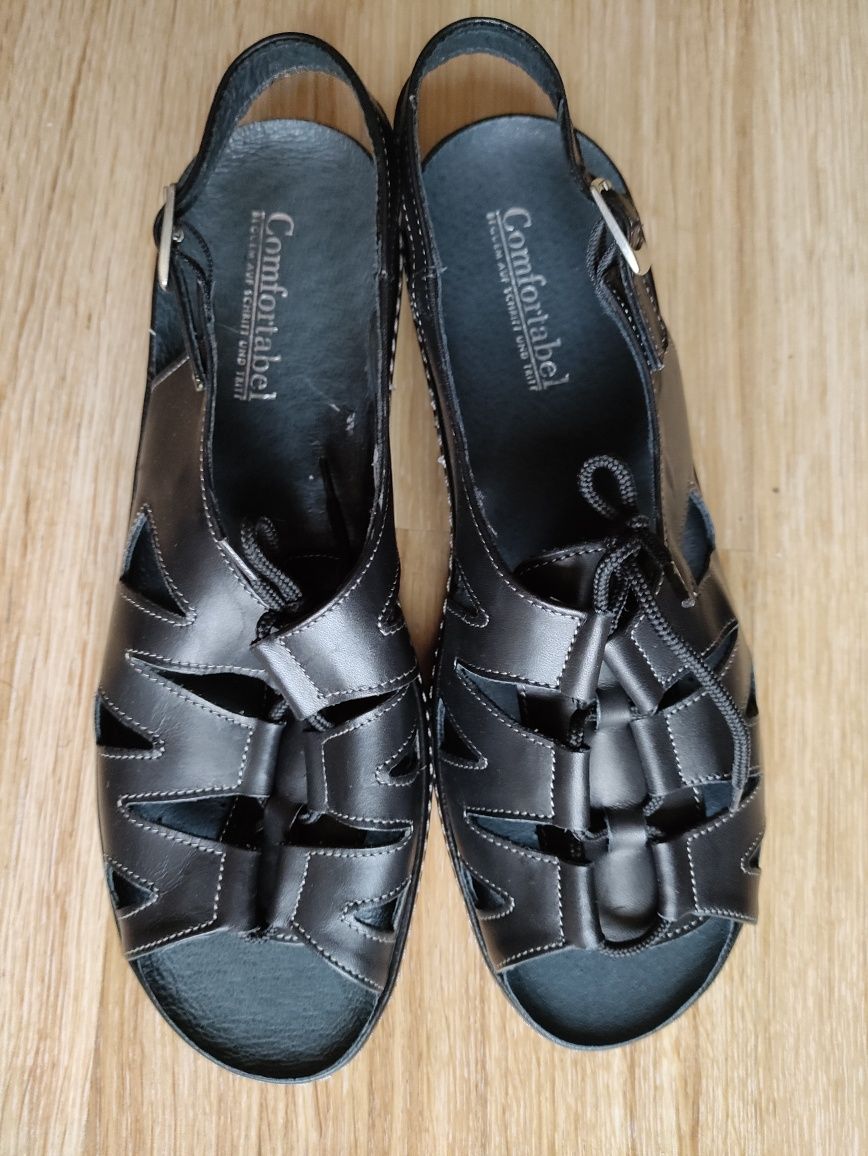 Sandały Comfortabel skórzane czarne, r. 40