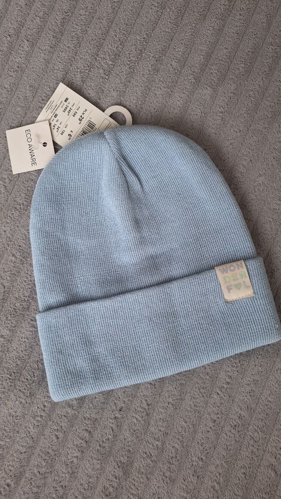 Nowa niebieska czapka 5-9lat Reserved 54cm dla dziewczynki
