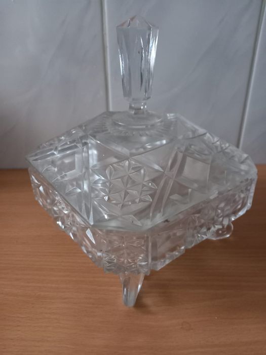 Kryształowa bombonierka/cukiernica vintage PRL