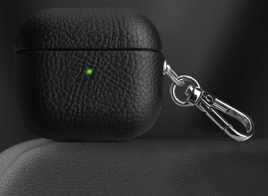 Кожаный чехол для наушников airpods 1 2 3 pro с карабином
