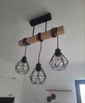 Lampa sufitowa wisząca drewniana belka czarne klosze loft regulowana