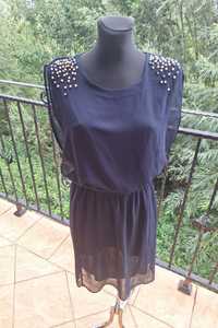 Granatowa sukienka wieczorowa koktajlowa Angelababy rozmiar L 40