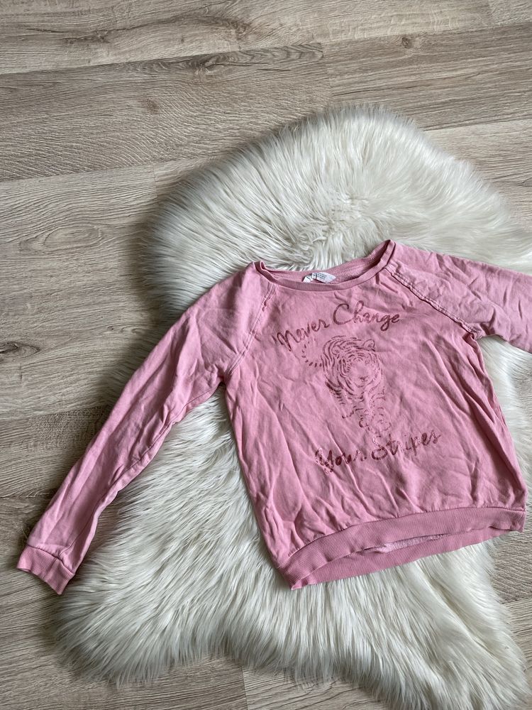 Bawełniana bluza H&M 146/152 różowa modna wzór.