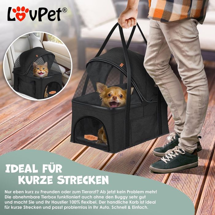 LOVPET® Wózek dla psa 2 w 1, transporter,LOVPET Wózek dla psa 2 w 1,