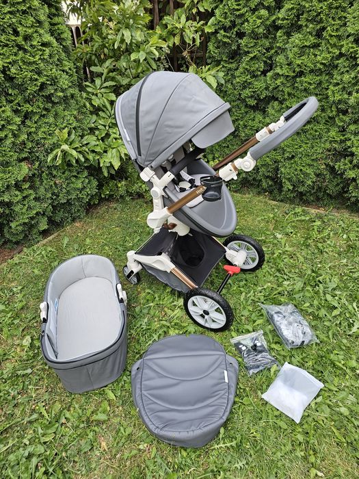Wózek Hot Mom 360 Rotation 2w1 gondola + spacerówka 0-36m Dark Gray