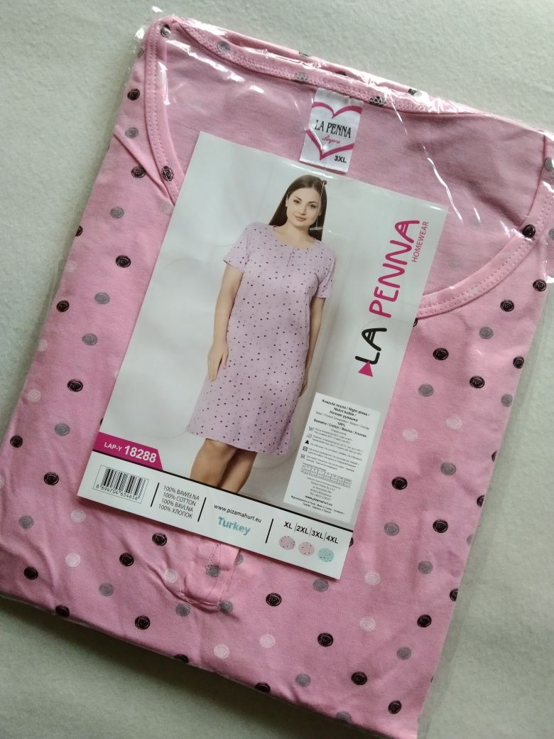3XL Koszula ciążowa nocna piżama do karmienia rozpinana La penna odpin