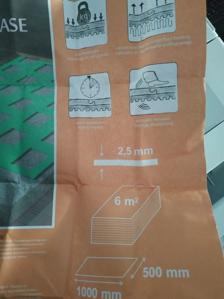 Podklad pod panele 2,5mm do ogrzewania podlogowego