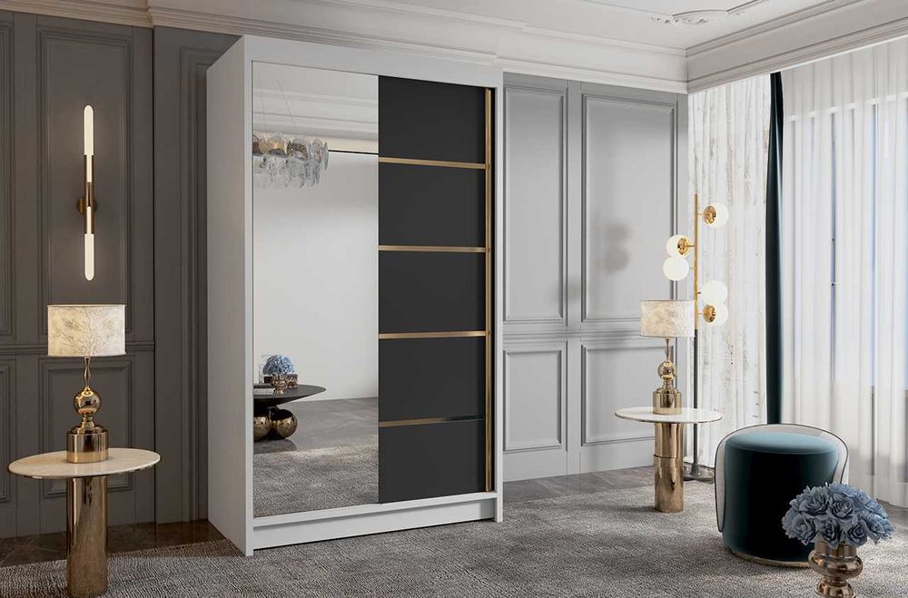 SZAFA przesuwna 100 cm szeroka NOWA OD PRODUCENTA złote wykończenie