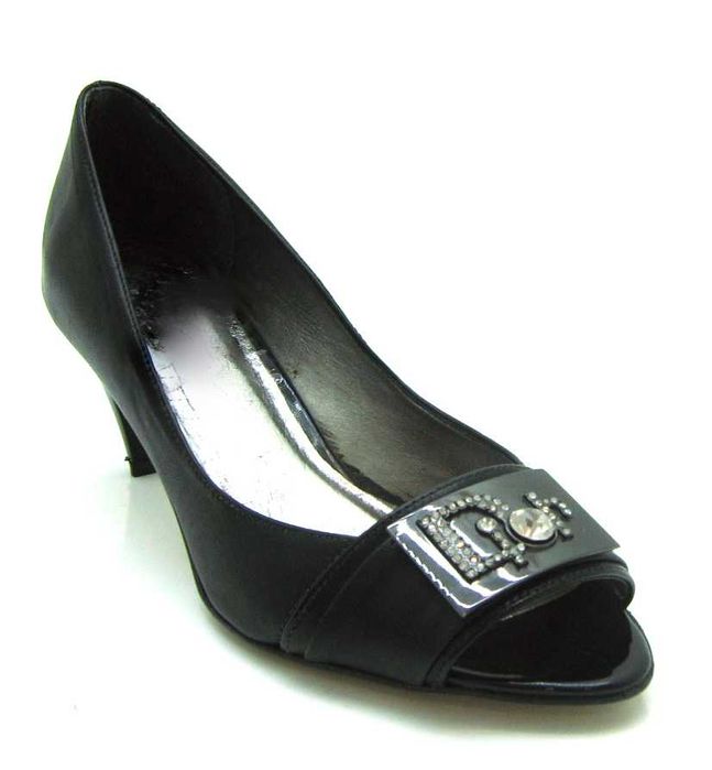 Czółenka Damskie Czarne Skórzane Szpilki R.36