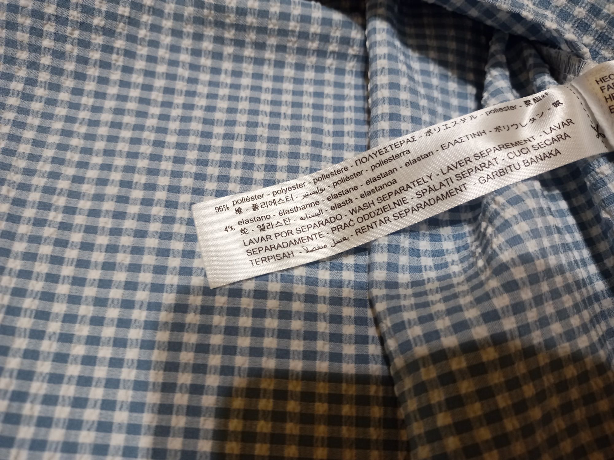 Spódnica midi na lato Zara biała niebieska falbany kratka S