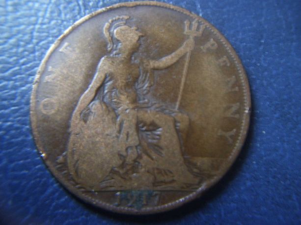 Stare monety 1 pens 1917 ANglia
