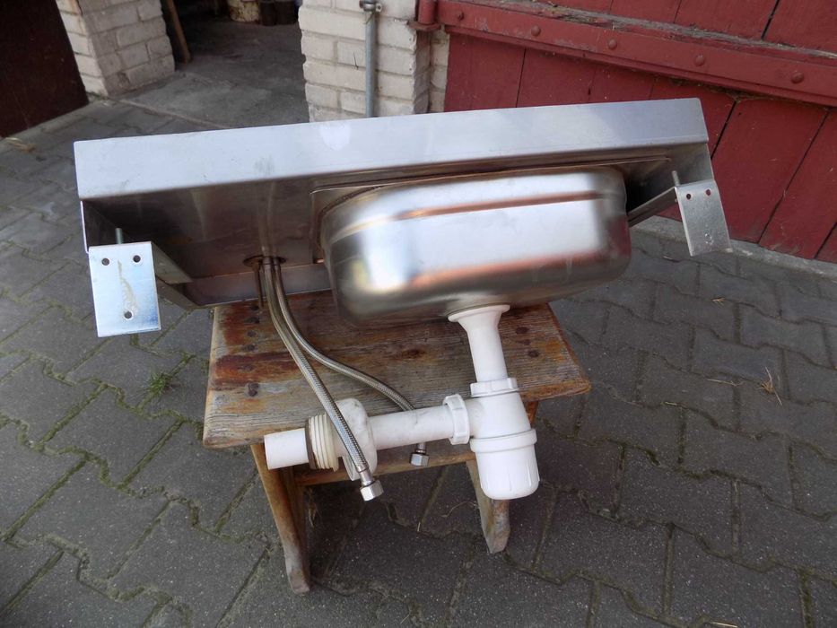 umywalka ze stali nierdzewnej z baterią syfon 60x40