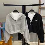 Женская Кофта Nike с капюшоном Худи Найк Двунитка 42-46 Серый Чёрный