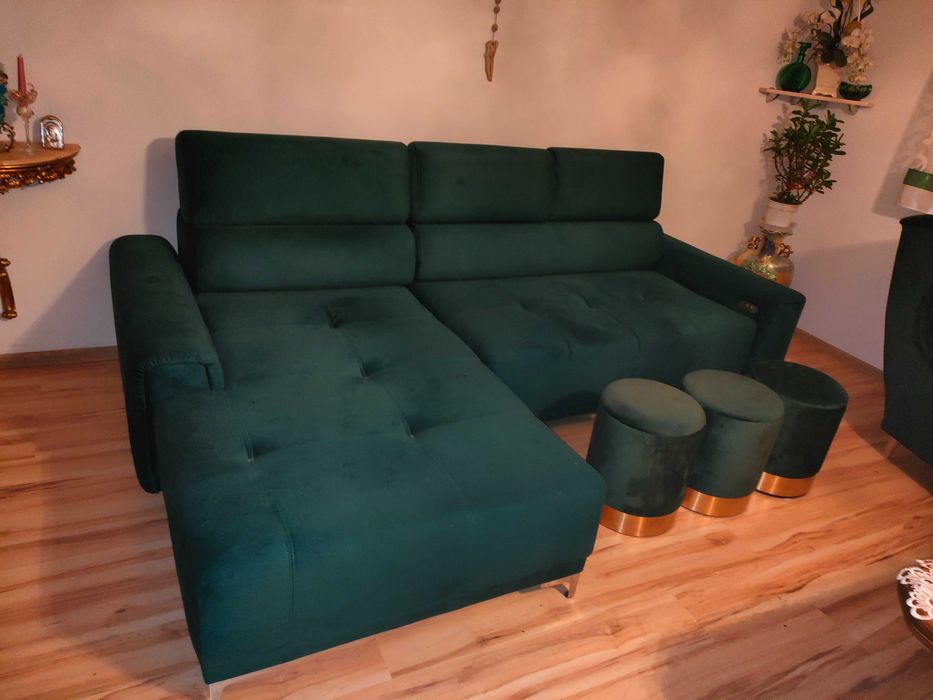 Wypoczynek narożnik, fotel i pufy