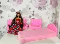Meble sofa, fotel, łóżko dla Barbie, Lucky vintage 1991