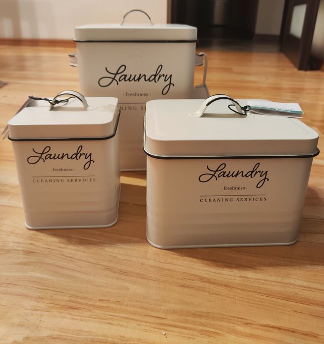 Zestaw pojemniki łazienka laundry proszek kapsułki