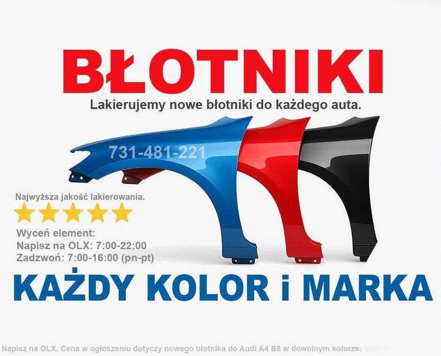 - - - Nowe BŁOTNIKI - - -KAŻDE AUTO - dowolny KOLOR - WYSYŁKA kurierem