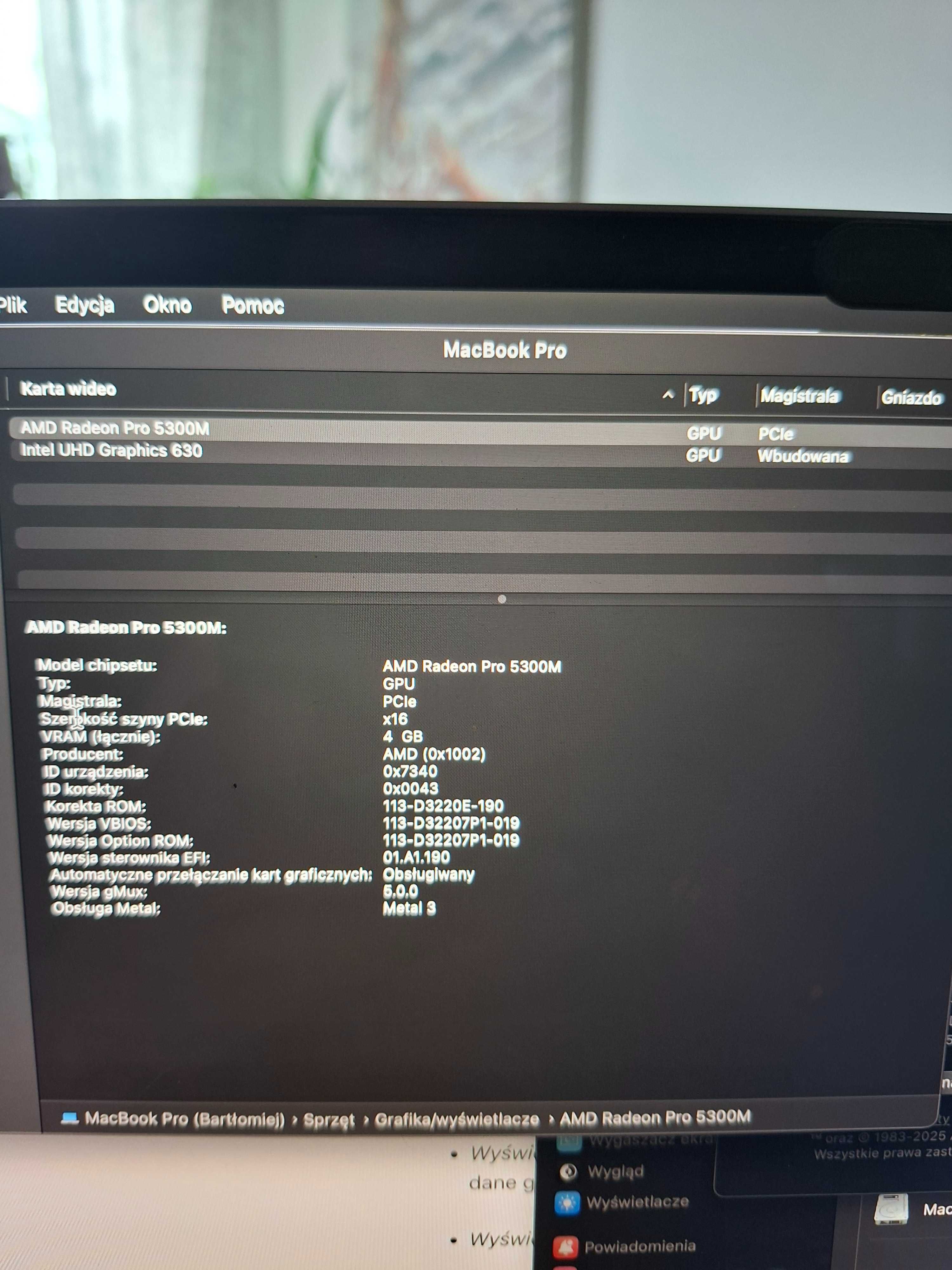 Laptop Macbook Pro i9/32GB/512GB/Radeon Pro 5300M
