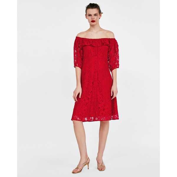 Мереживна сукня з опущеними плечима Zara