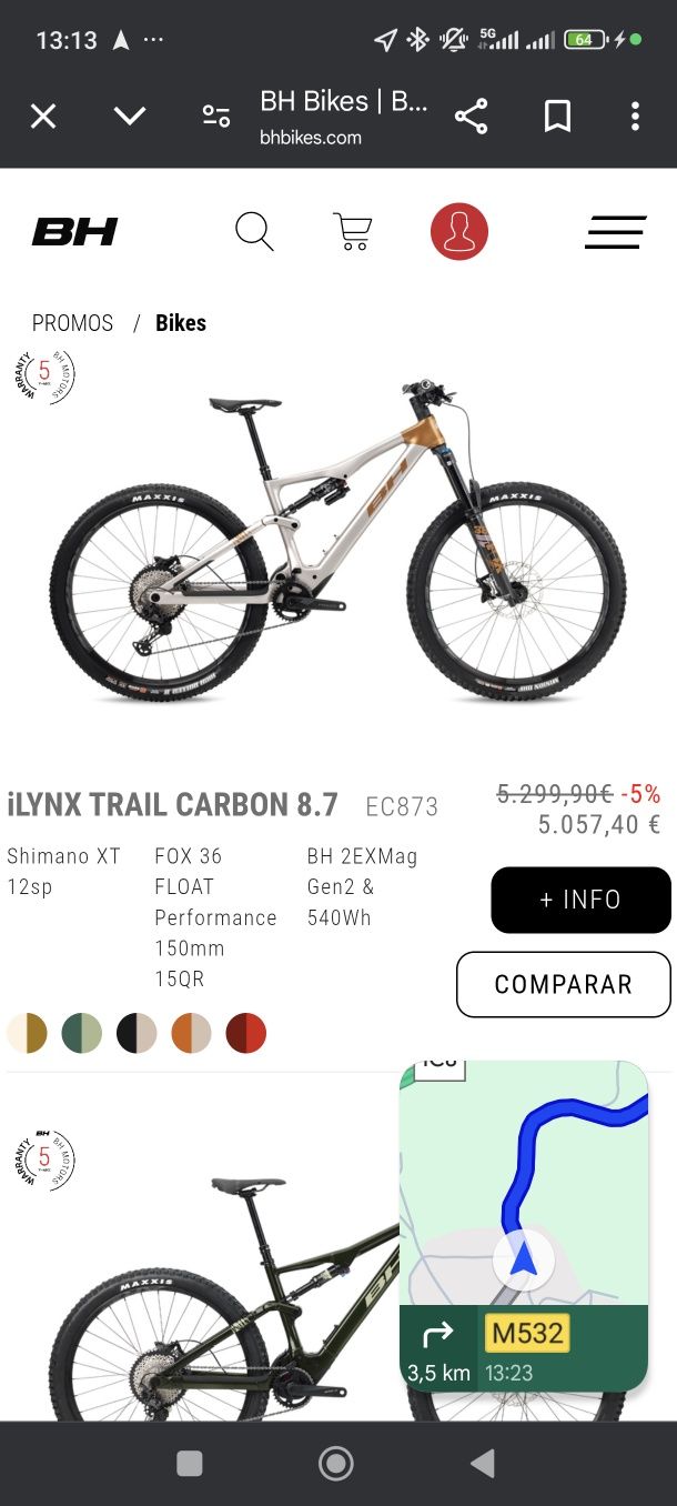 Bicicleta elétrica E-bikes BH ILYNX Trail 8.7 Tam. MD