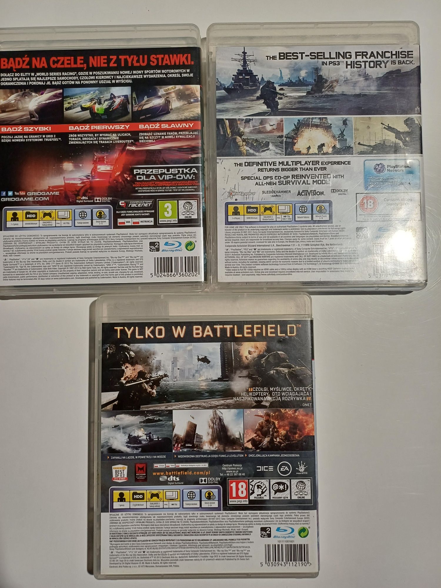 GRY PS3 Grid2 Call of Duty Battlefield