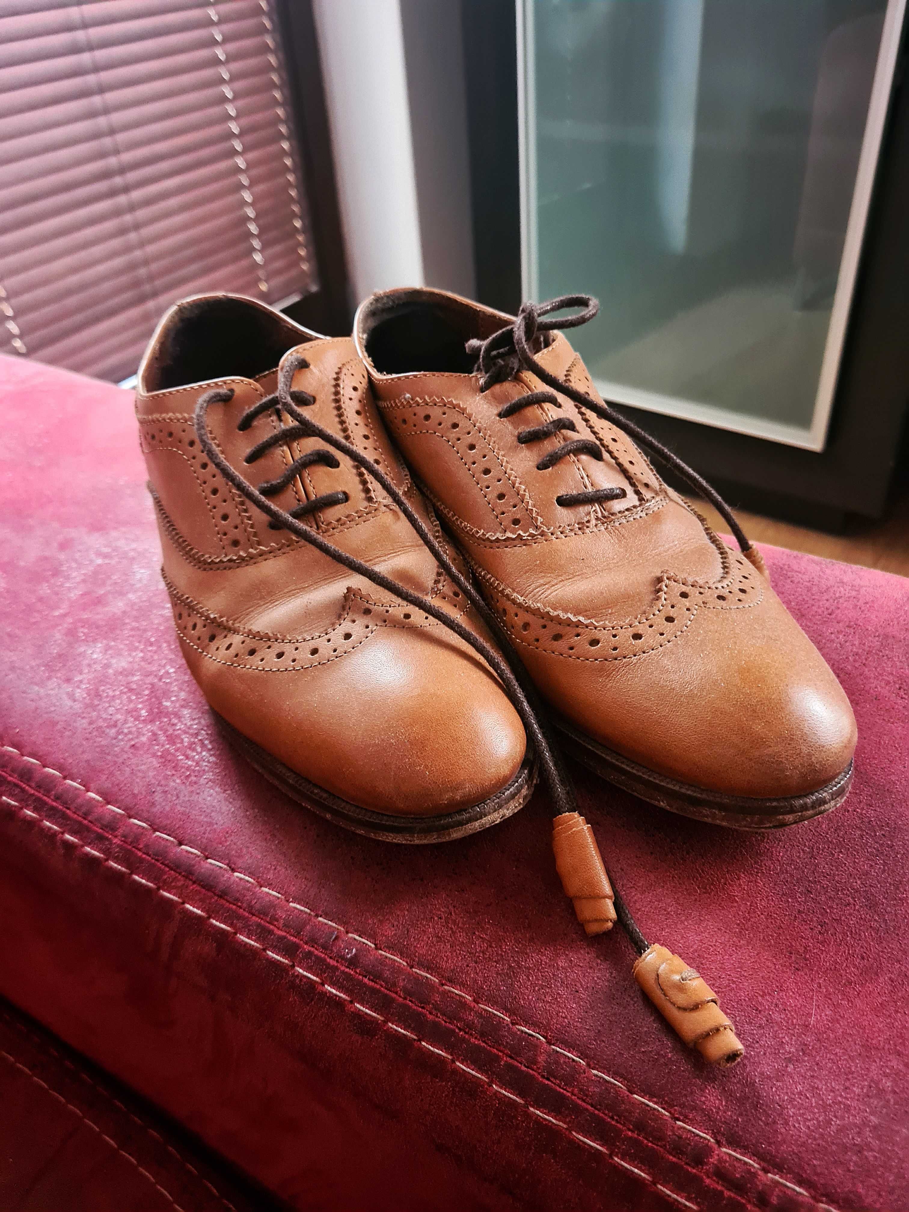 Skórzane buty Massimo Dutti 39 stan bardzo dobry