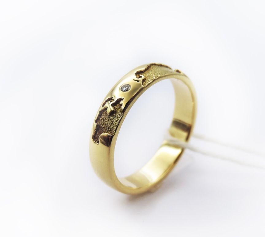 Кольцо золото 585 в євроцвете с бриллиантом