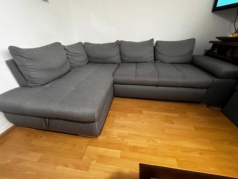 Narożnik lewostronny Sole rozkładany z pojemnikiem szary BRW