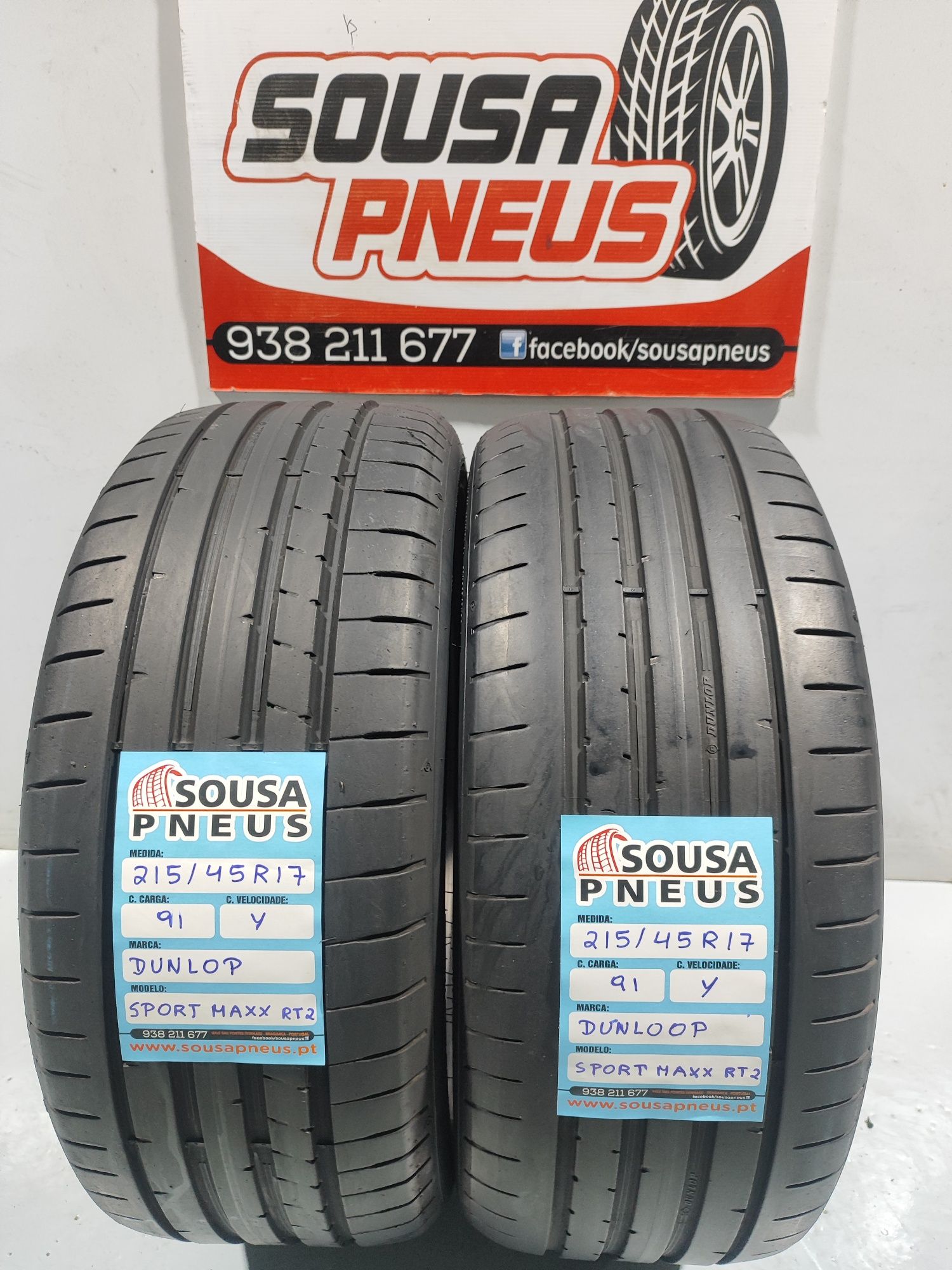 2 pneus semi novos 215-45R17 Dunlop - Oferta dos portes