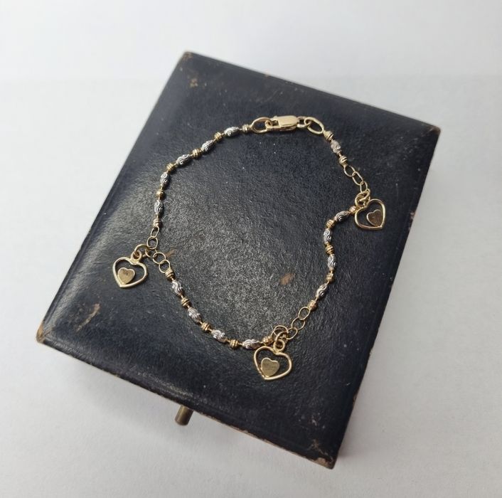 Złota bransoletka serduszka złoto 585