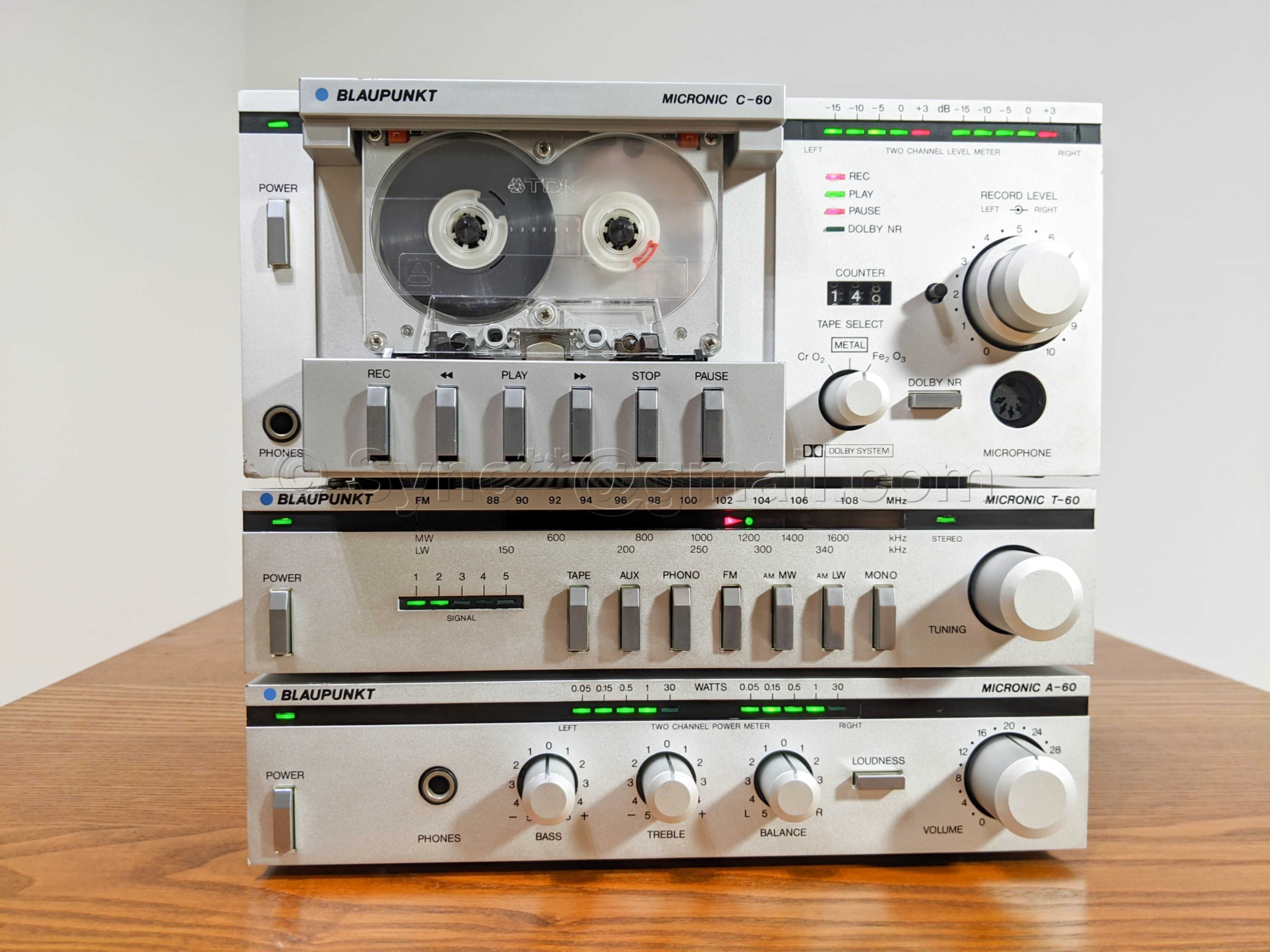 Blaupunkt Micronic C-60 A-60 T-60 Mini wieża zestaw Made in Japan 1980