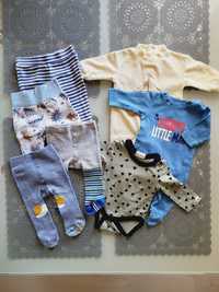 Zestaw ubranka niemowlęce 56 rajstopy spodnie półśpiochy b