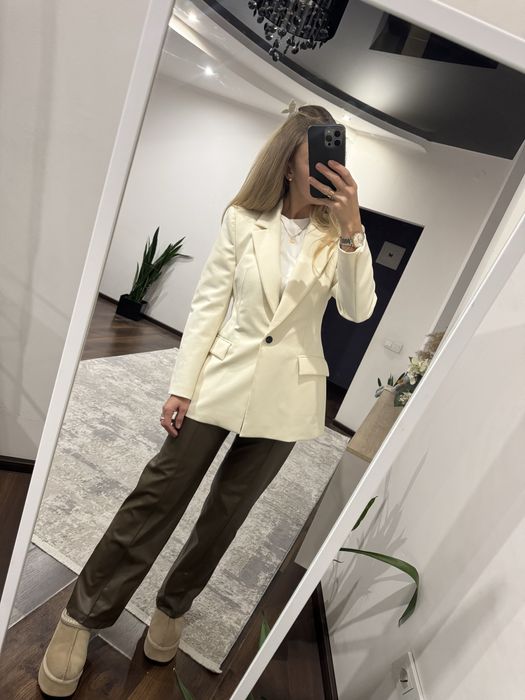 Жакет zara молочний білий піджак блейзер