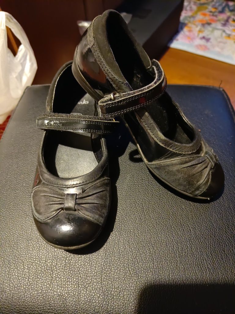 Skórzane baleriny baletki balerinki 28 Clarks czarne