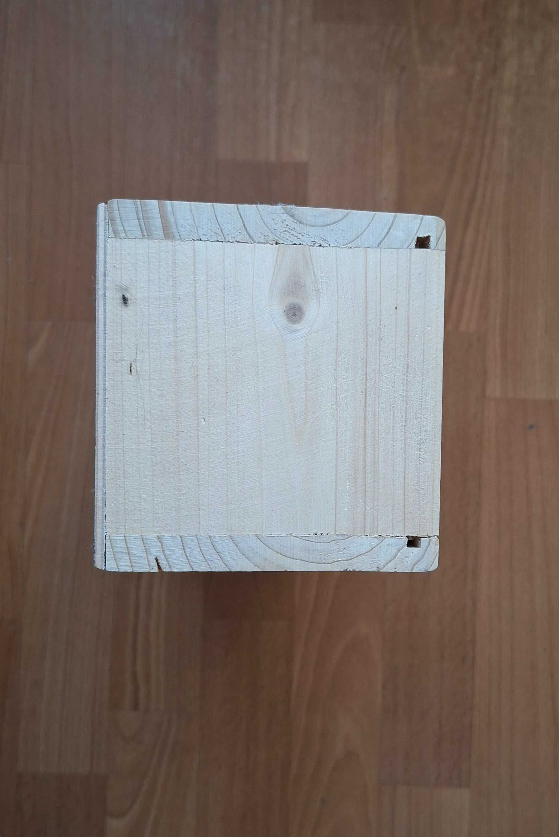 Drewniana skrzynka na butelkę wino drobiazgi DIY decoupage prezent