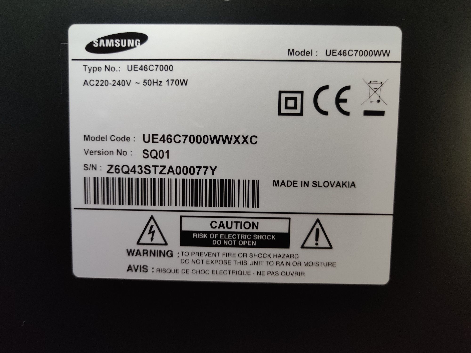 TV LED Samsung 3D UE46C7000WW