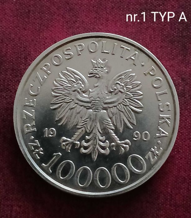 100 000 zł Solidarność 1990 r. Typ A nr 1