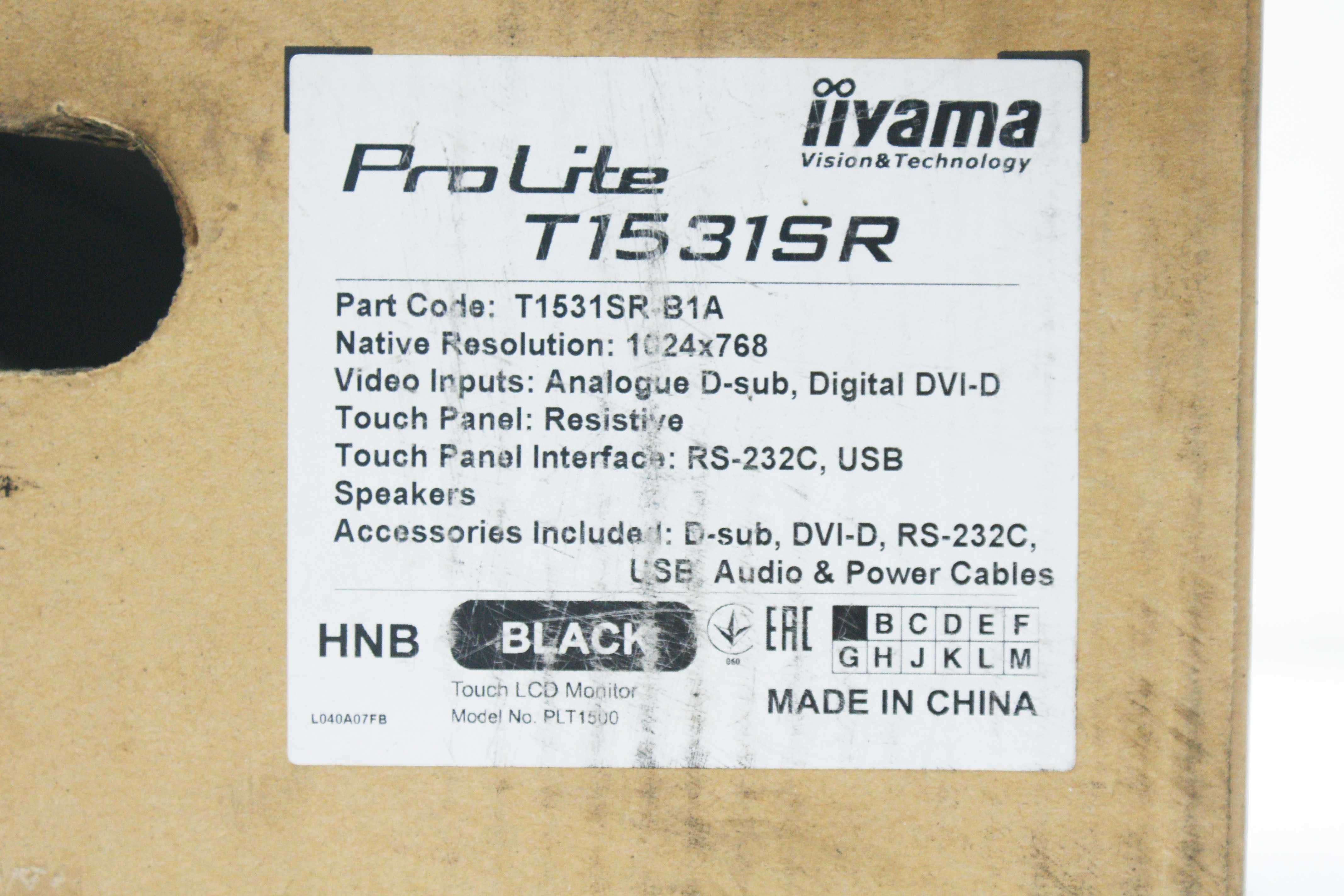 Monitor dotykowy iiyama T1531SR-B1A LCD 15" ekran dotykowy 1024 x 768