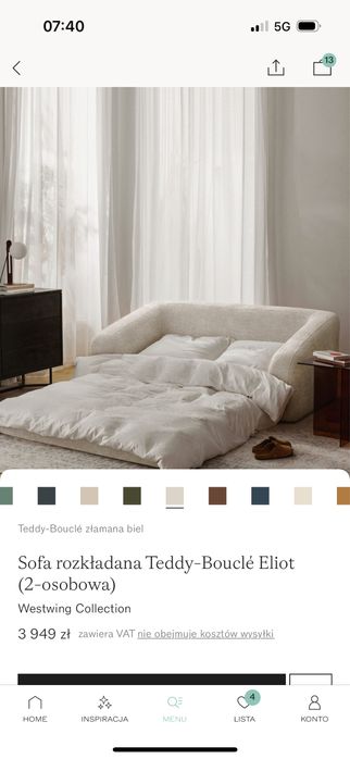 Sofa rozkładana Teddy- boucle eliot (2 osobowa)