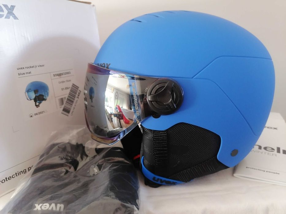 Kask narciarski dziecięcy Uvex Rocket Jr Visor Blue Mat S 51-55cm