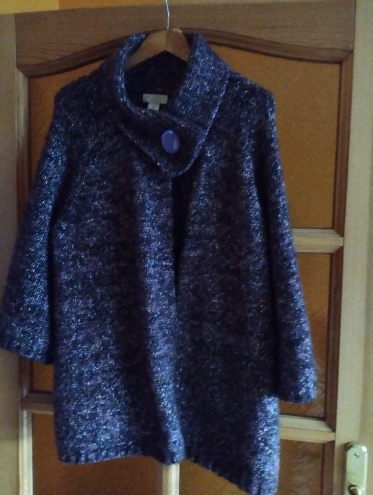 Ciepły rozpinany sweter rozmiar M/L fiolet