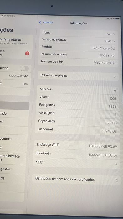 Ipad 7 geração + apple pencil