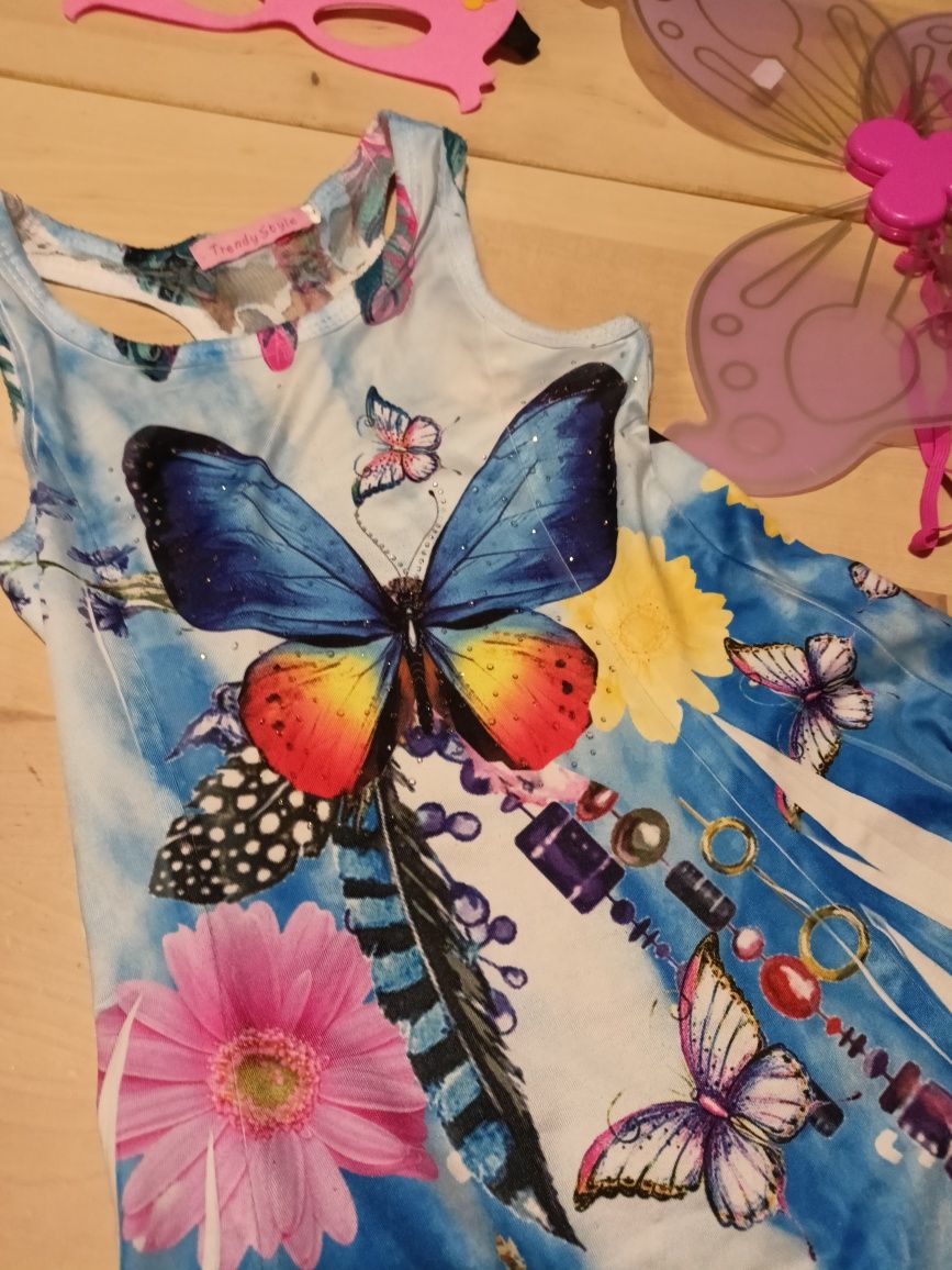 Kostium strój przebranie na bal sukienka motyl motylek 92 98
