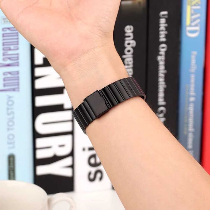 Ремінець металевий для годинника 22 мм Bead design Black / Silver