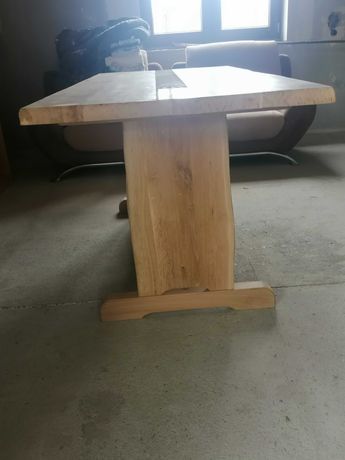 Stół dębowy ze szkłem hartowanym