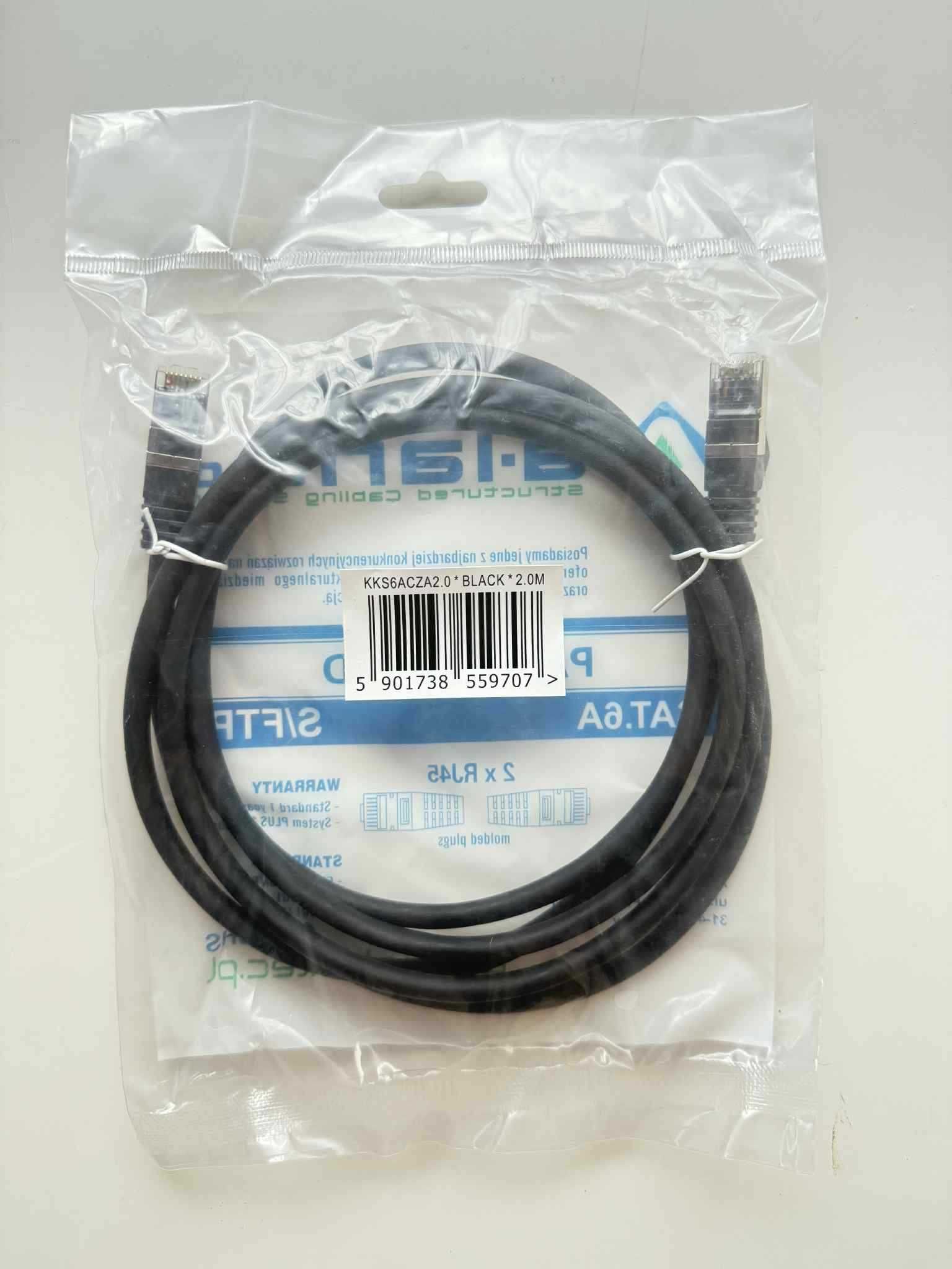 Patch‑cord S/FTP kat.6A LSOH 2.0m czarny KKS6ACZA2.0