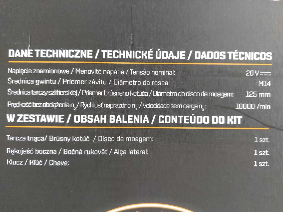 NOWA Akumulatorowa Szlifierka Kątowa 20V Max 125 mm Diaks NITEO