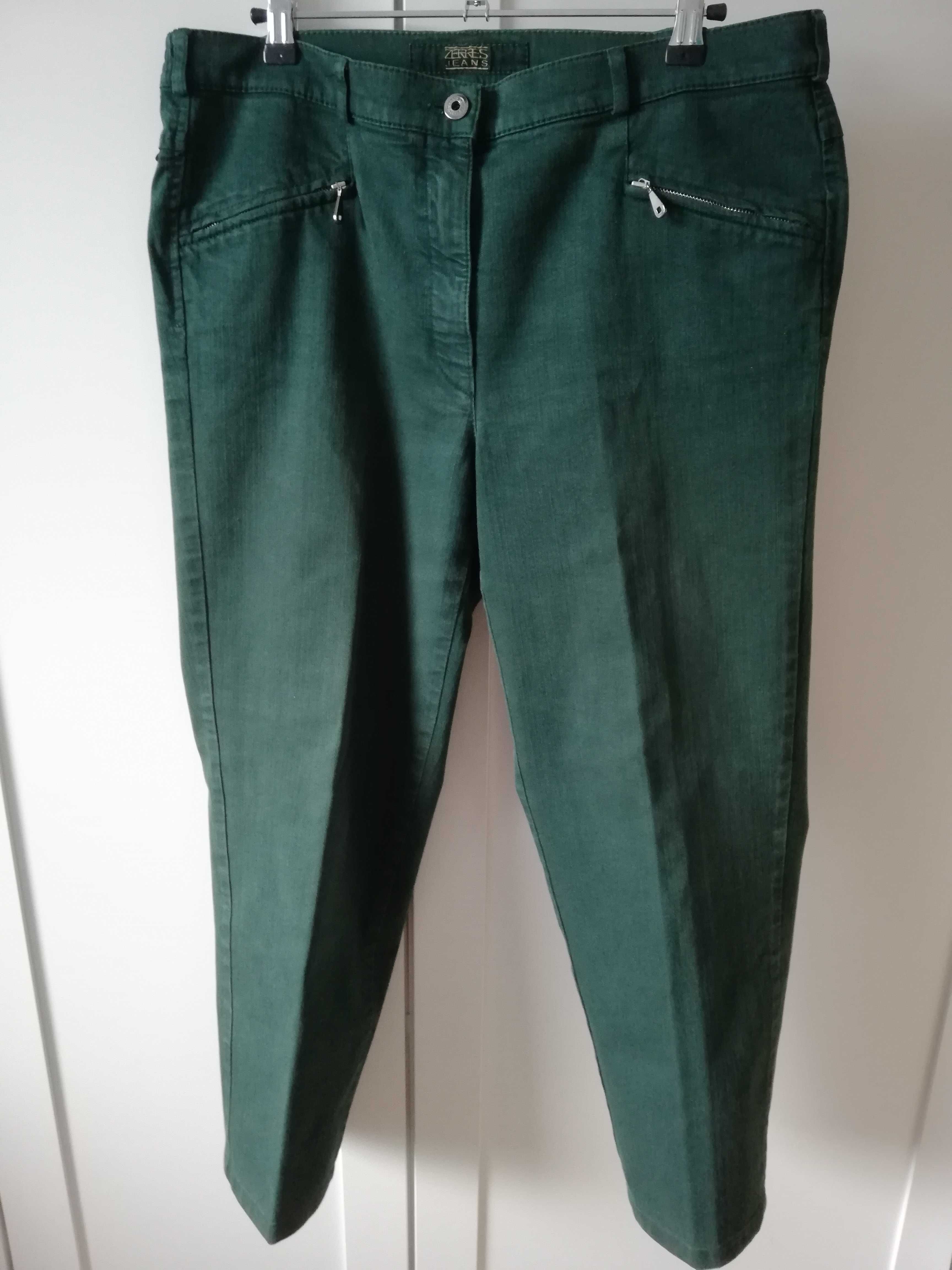 Zerres  Van Graaf ciemno zielone spodnie jeans proste r.42