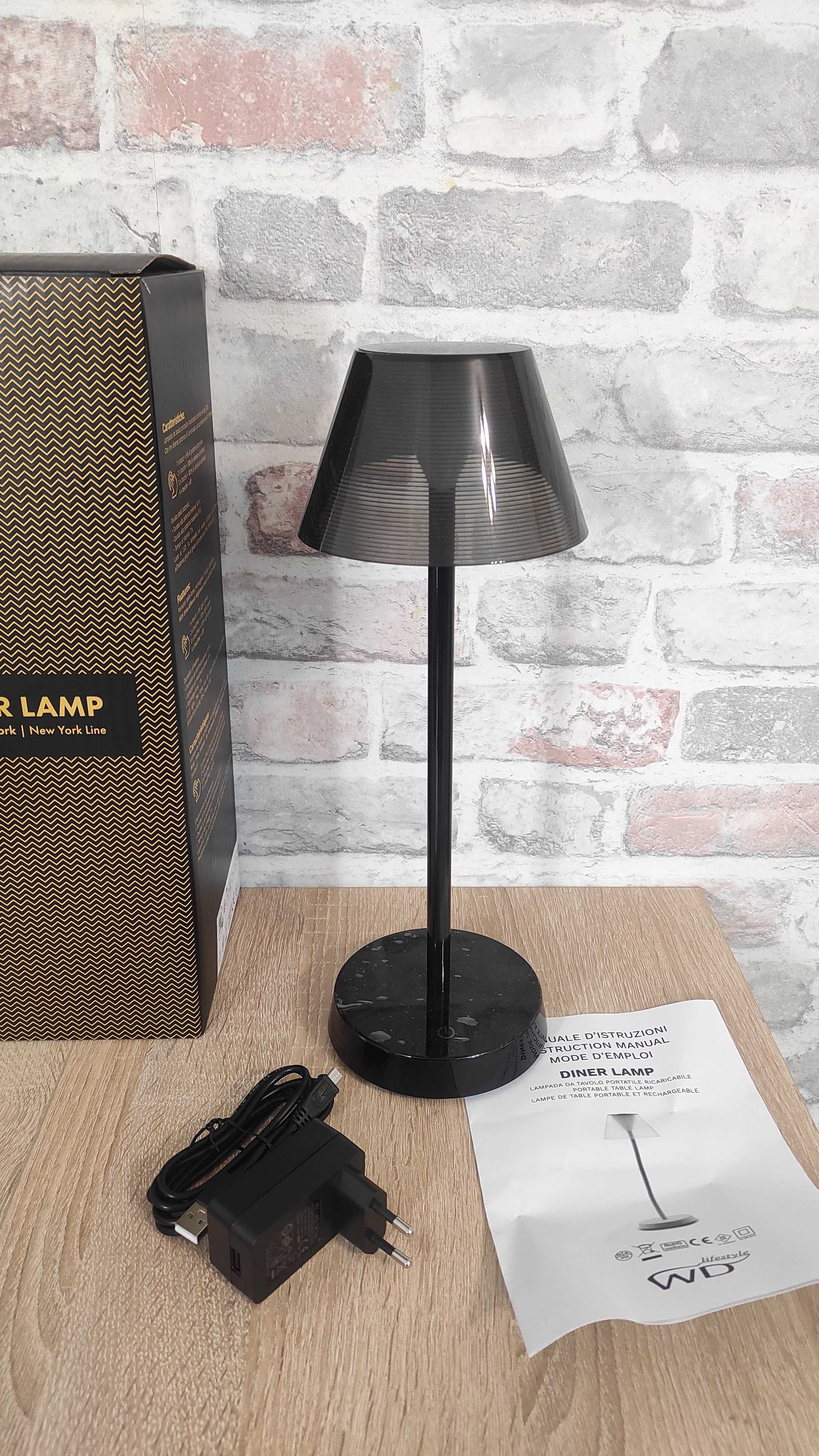 Diner Lamp - WD Lifestyle czarna lampa nocna ogrodowa z Włoch - nowa